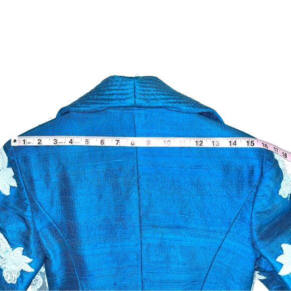 Vintage Custom Blue Lace Appliqué Blazer - Picture 12 of 15